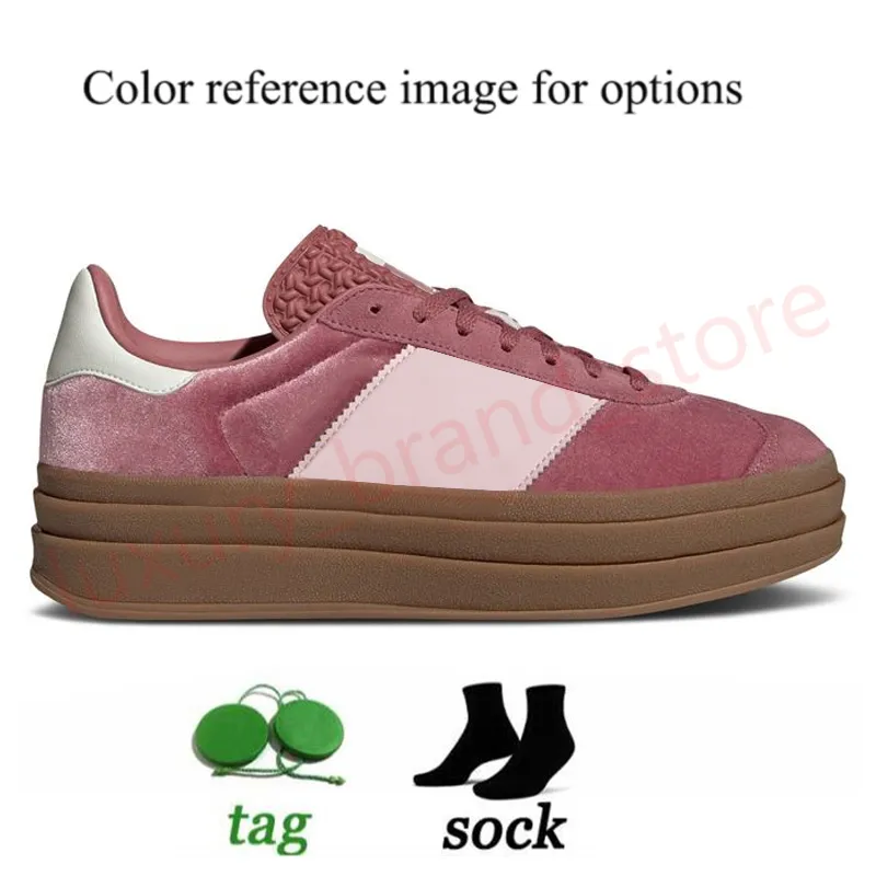 Adidas Gazelle Bold designer woman casual shoes Thick Soled Pink Glow Gum Velvet Womens Trainers og Vegan Cream Collegiate Green code L Dhgate Sports