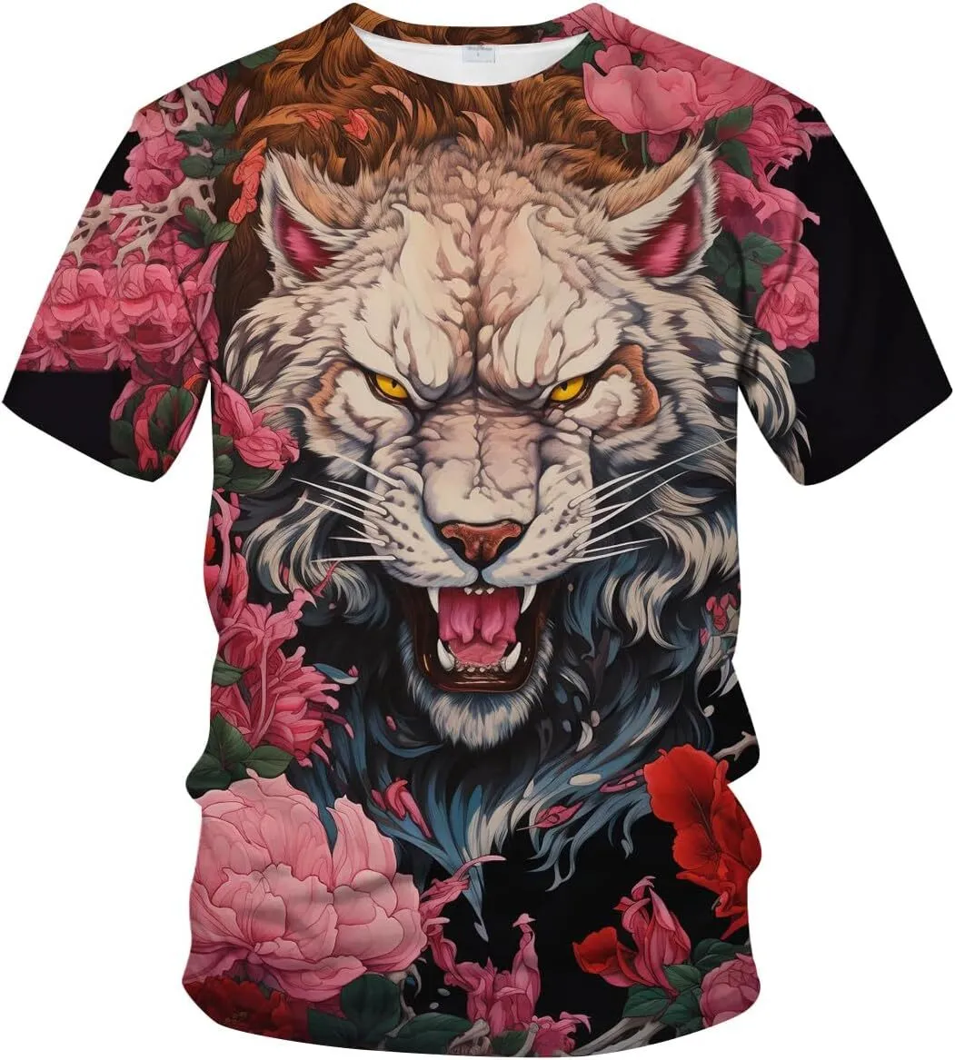 Psychedelic Tiger T-Shirt Multi Color Animal Graphic Tee Psychedelic Tiger T-Shirt Multi Color Animal Graphic Tee