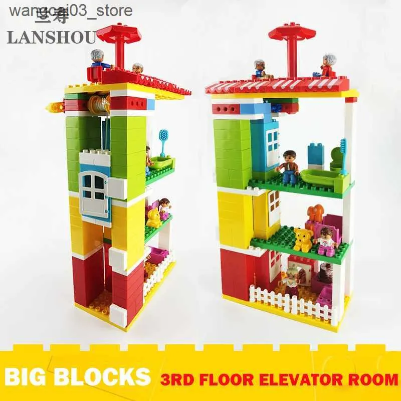 Large Building Blocks Set For Kids 3 Floor Elevator, Room Building, DIY ...