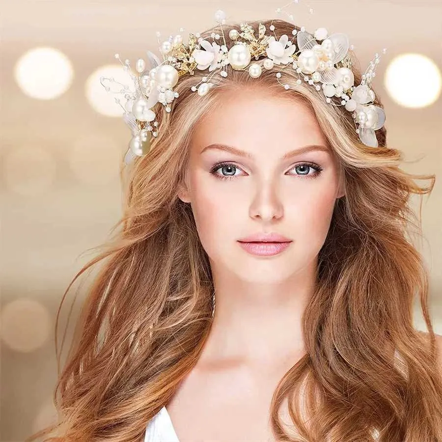 Elegant Floral Bridal Headband - Gold & Silver Flower Ribbon  display picture 2