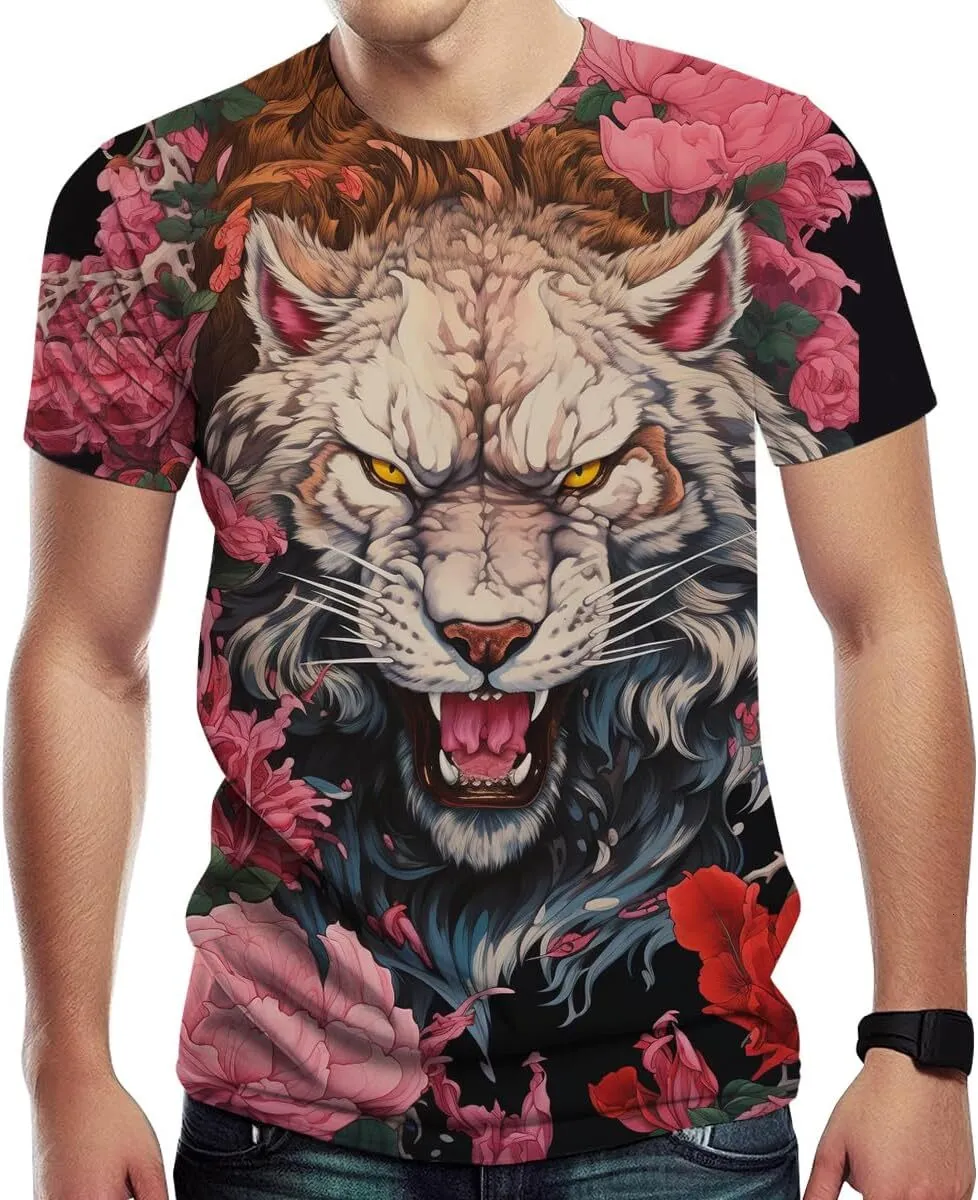 Psychedelic Tiger T-Shirt Multi Color Animal Graphic Tee Psychedelic Tiger T-Shirt Multi Color Animal Graphic Tee
