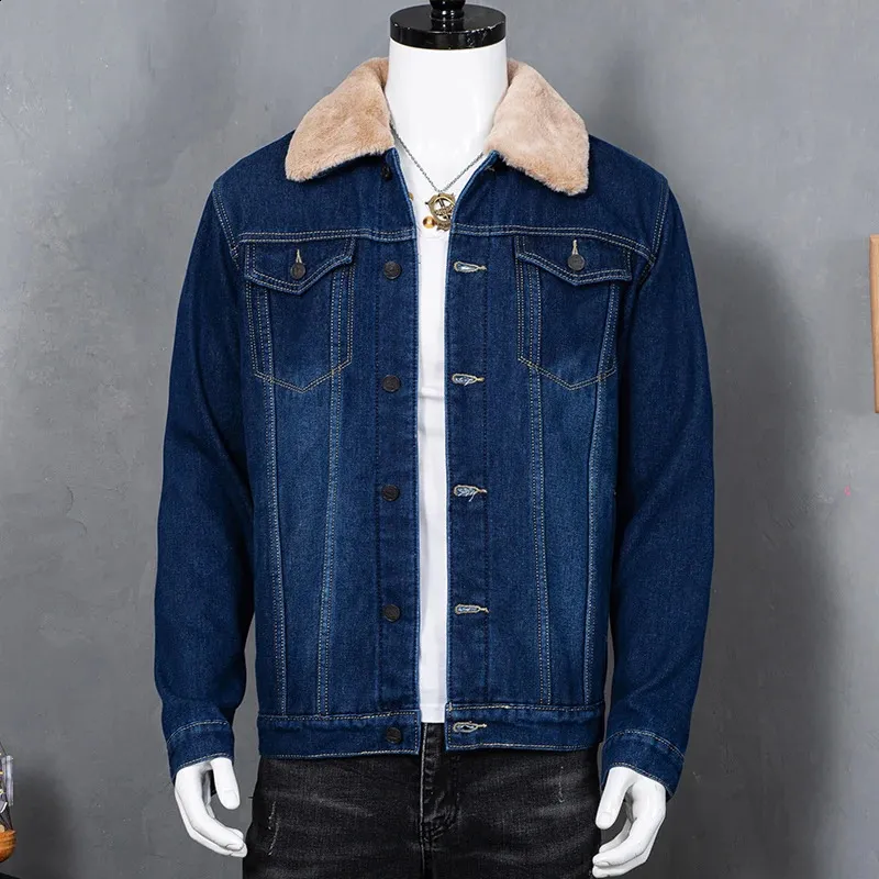 Mens Winter Denim Sherpa Lined Denim Jacket Classic Blue Mens Winter Denim Sherpa Lined Denim Jacket Classic Blue