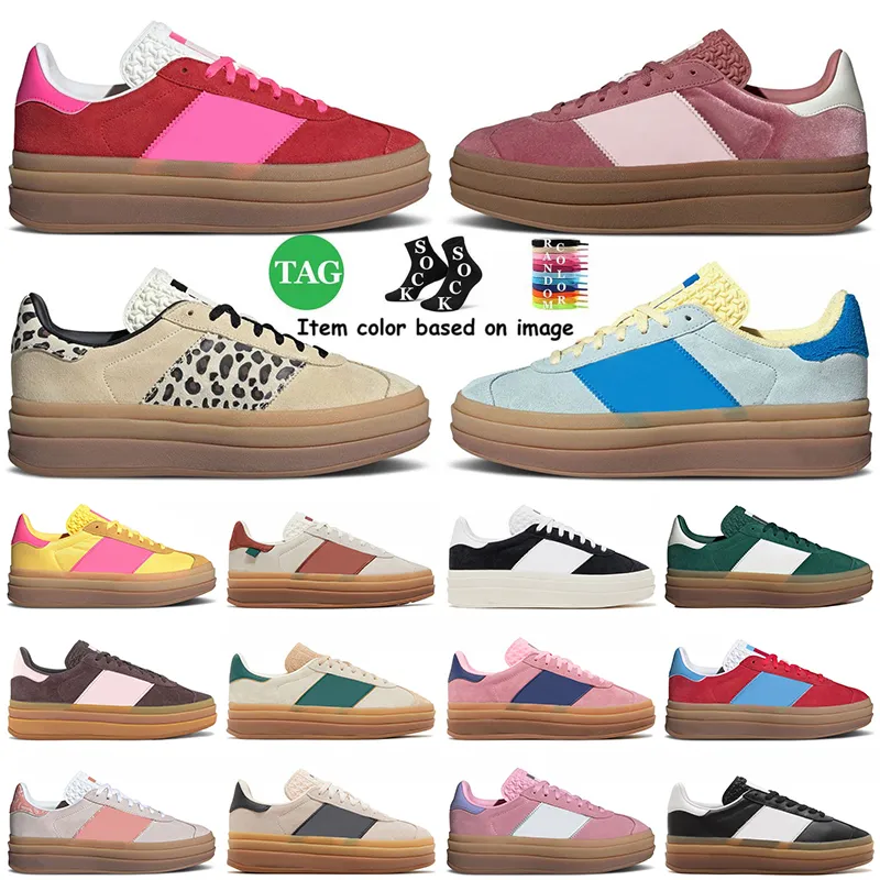 Adidas Gazelle Bold designer woman casual shoes Thick Soled Pink Glow Gum Velvet Womens Trainers og Vegan Cream Collegiate Green code L Dhgate Sports