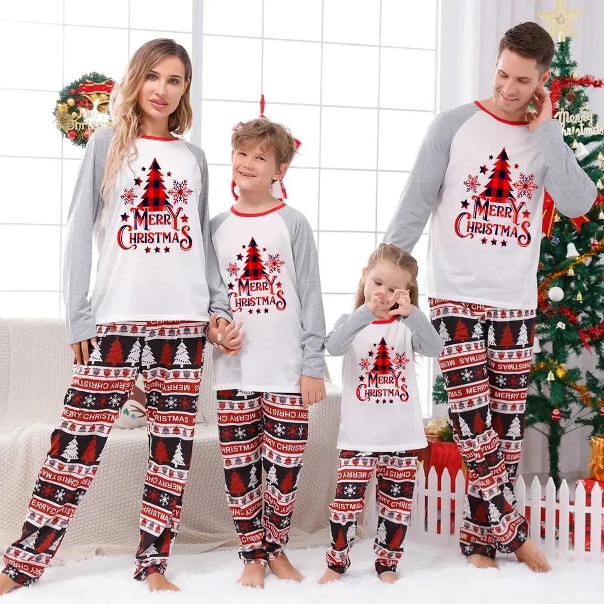 Pijamas Navideños Familiares A Juego - Conjunto Camiseta Y Pantalón Para Papá, Mamá Y Niños, Estampados Festivos