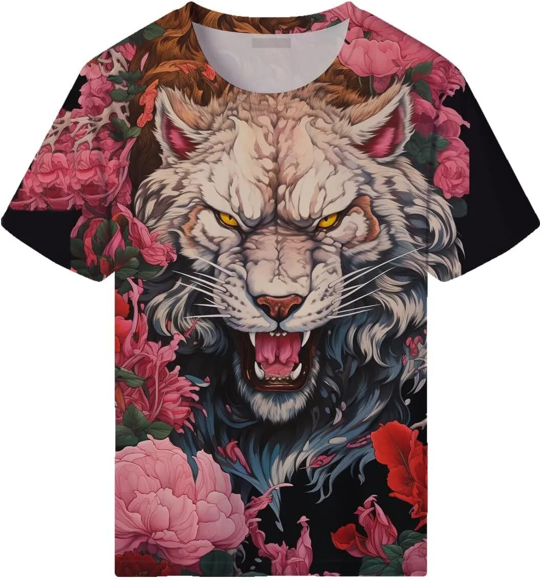 Psychedelic Tiger T-Shirt Multi Color Animal Graphic Tee Psychedelic Tiger T-Shirt Multi Color Animal Graphic Tee