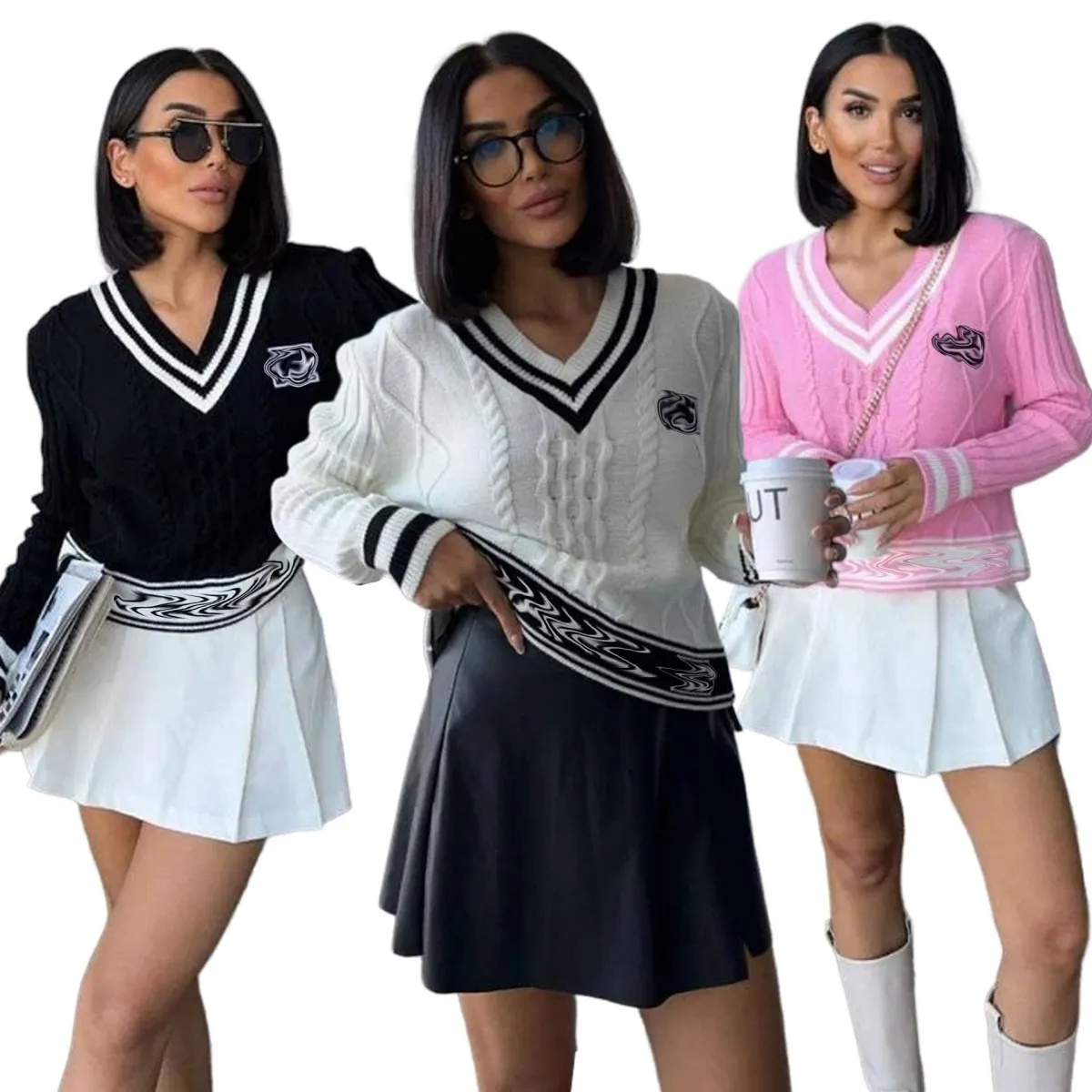 Women's Classic Western Casual V-neck Pullover Knit main image 1