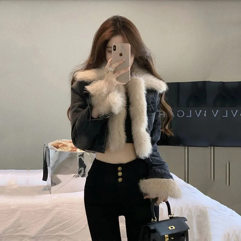 Save Big on Bulk Harajuku Jacket Korean Women's Vintage Y2K Denim Jacket  Black Grunge Faux Fur, Warm Winter Coat, Harajuku Style Best Deals on