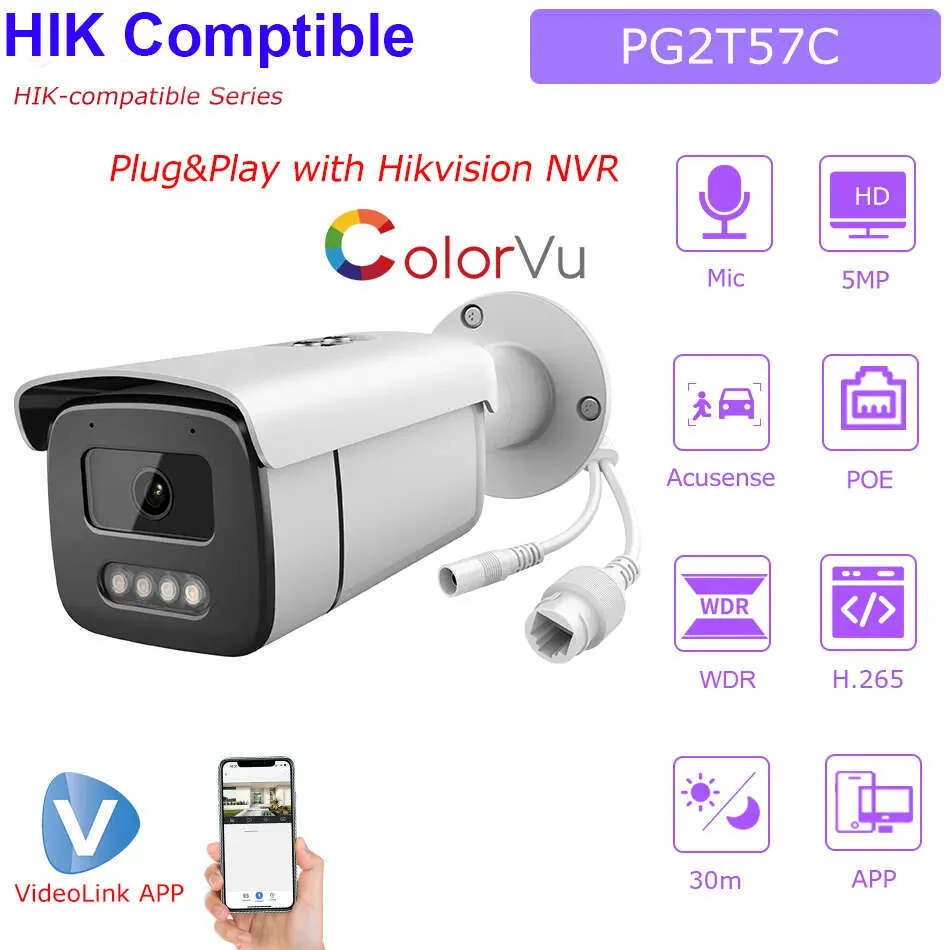 Hikvision Compatible 5MP 8MP Outdoor Security Camera MIC