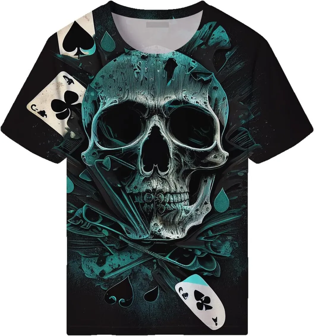 Men's 3D Printed T-Shirt - High-Definition Skeleton Graphic, Comfortable Polyester Blend Tee (Large) - View #3