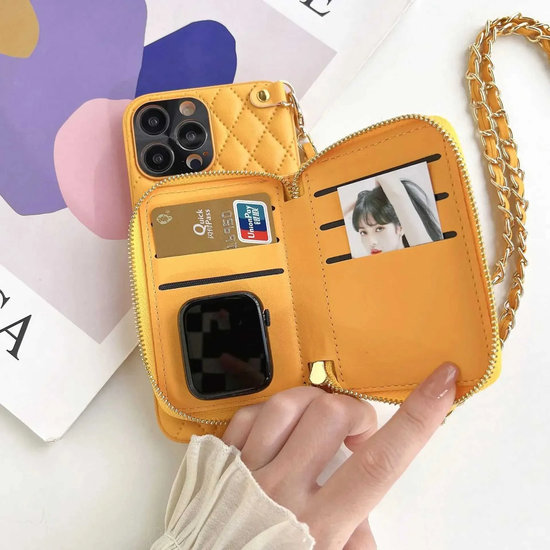 Luxury Crossbody Tether Phone Case for iPhone 16 15 14 13 12 11 Pro Max  with Zipper Wallet, Card Slot, Bracket, and Chain - PU Leather Cover  Z241008 from Dhgate Cell Phone Cases - price 10.27