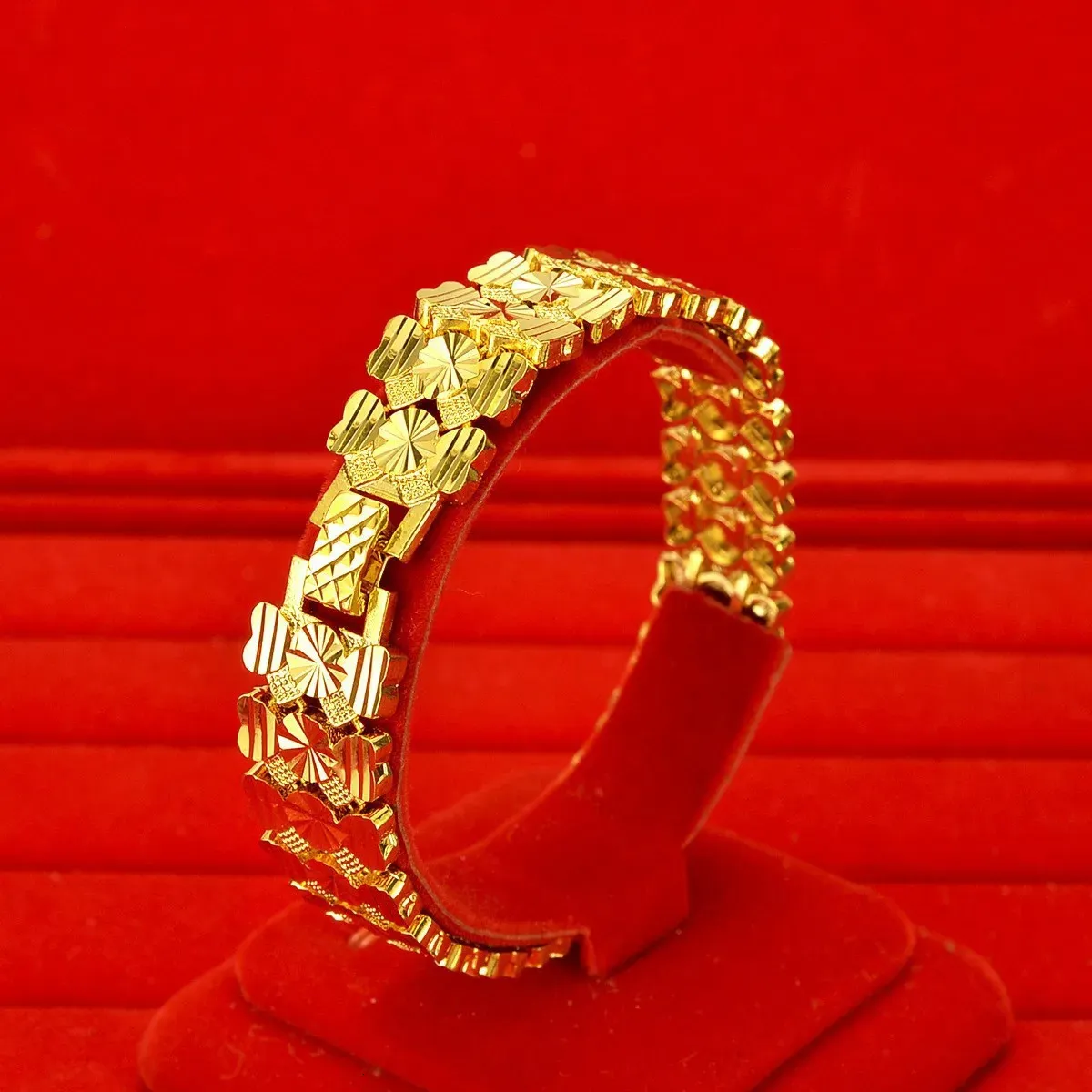 24K Pure Gold Bracelet for Men Gothic Style AU999 Gold Chain
