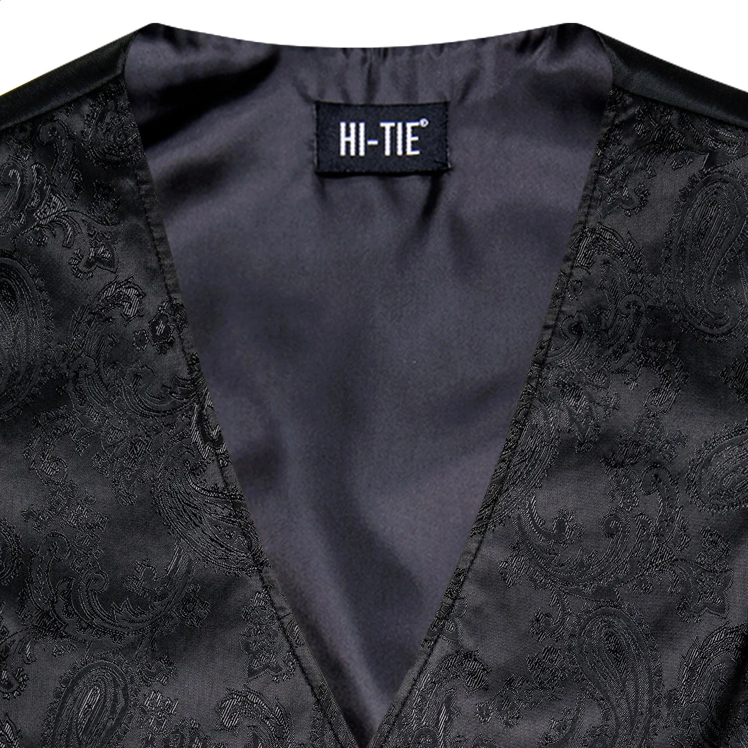 Men's Formal Tuxedo Vest Set With Tie & Pocket Square - Black Satin Wedding Party Outfit
