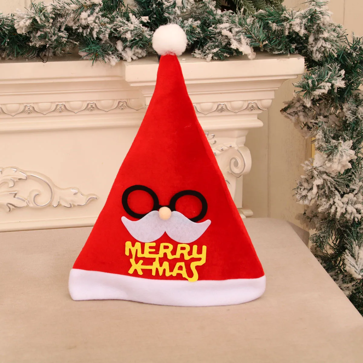Cappello Di Babbo Natale In Velluto Per Bambini, Rosso Con Bordura Bianca, Taglia Unica, Morbido