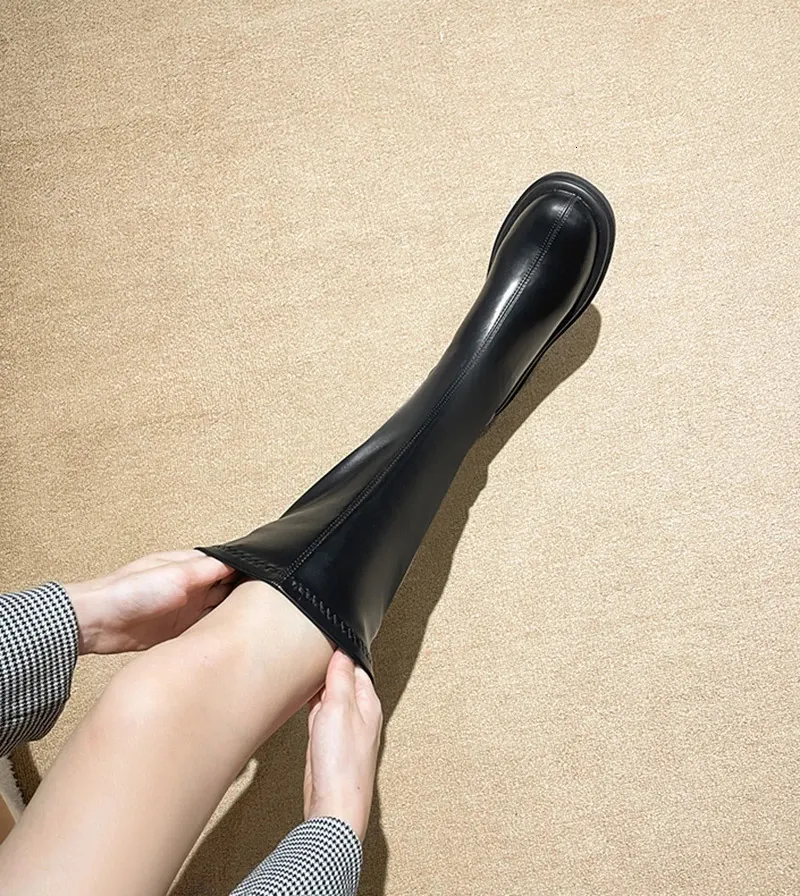 Damen Kniehohe Plateaustiefel Mit Absatz Warme Gefütterte Stiefel_voghion.com