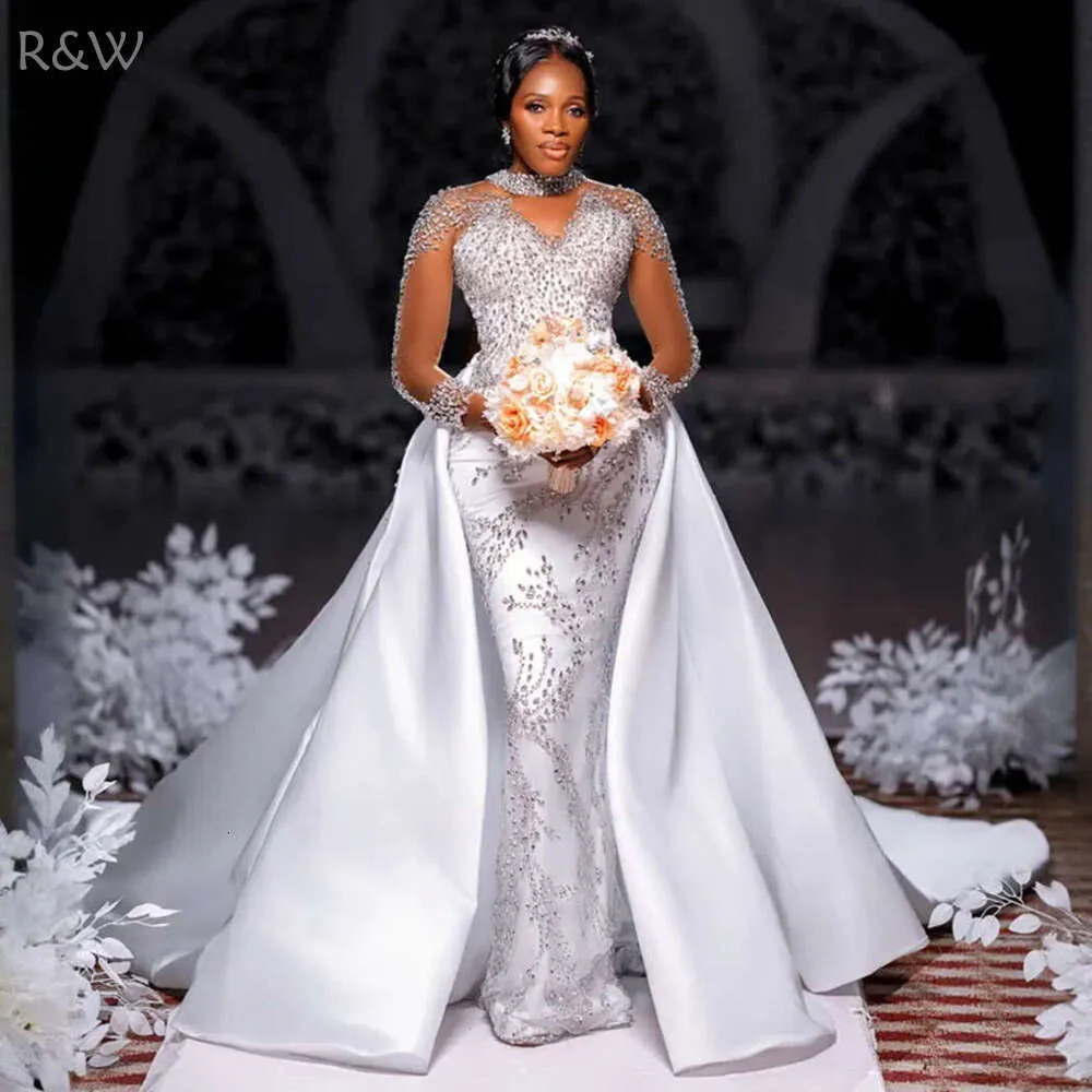 plus size mermaid wedding dress with detachable train Strapless Wedding Dress with Convertible Sleeves  Mermaid Wedding Dre   WonderlandByLilian