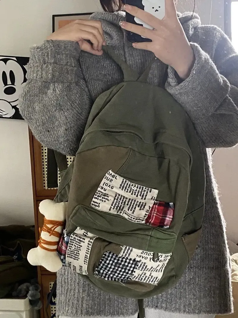 JIAERDI Y2K Grunge Green Canvas Backpack Vintage From Dh2931047