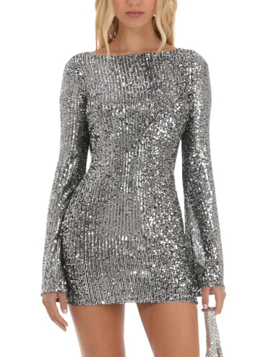 Save Big on Bulk Sequins Cocktail Dress Women S Shiny Sequins Sparkly  Glitter Dress Crewneck Short Sleeve Solid Casual Club Party Cocktail Dress  ...