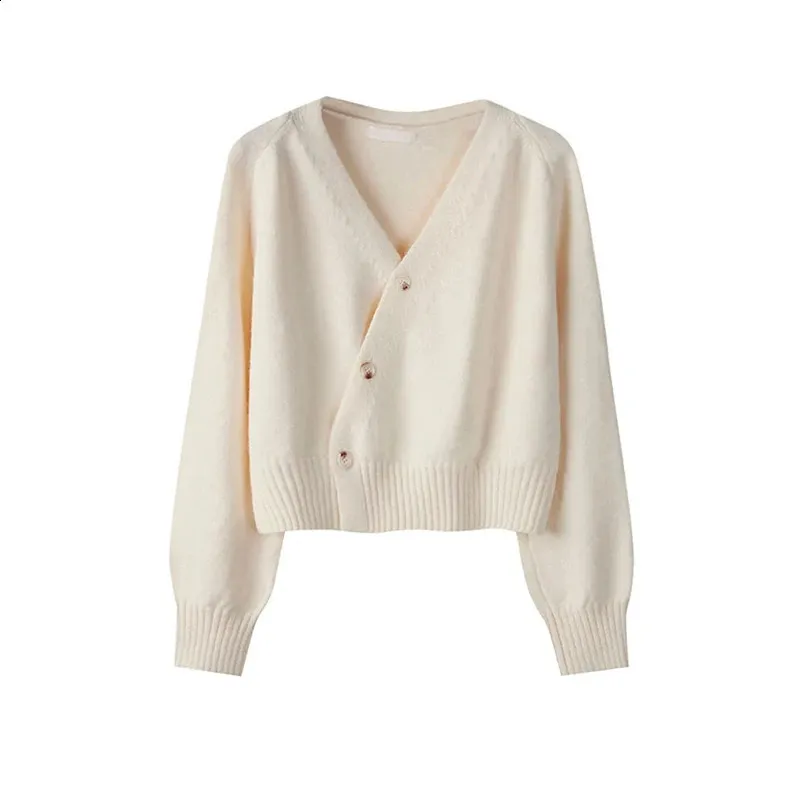 Asymmetrical Sweaters: Womens Elegant Single Breasted O Neck