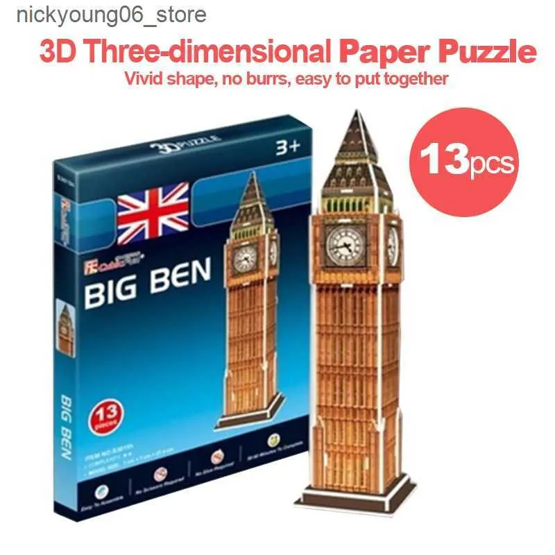 Childrens 3D Puzzles: Paper Model Of Iconic Clock Tower, DIY Craft Kit ...