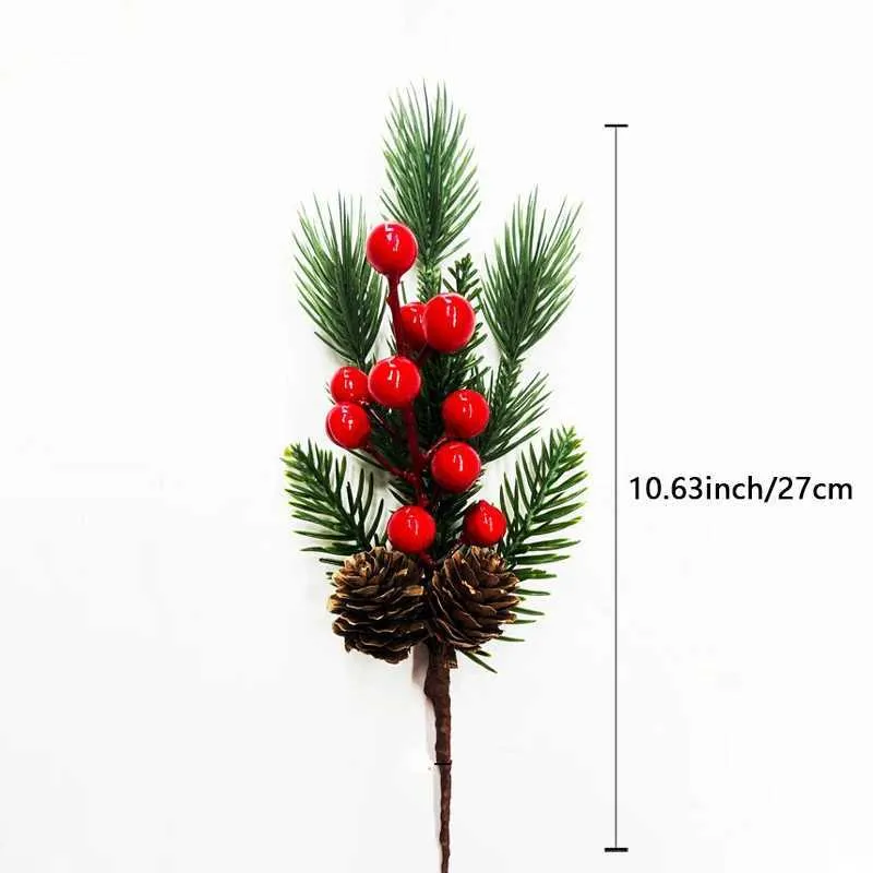 Tigeen 30 Pcs Christmas Artificial Pine Branches With Berry Stems 16 Inch Christmas Greenery Stems With Pinecones Faux Cedar Pine Needles