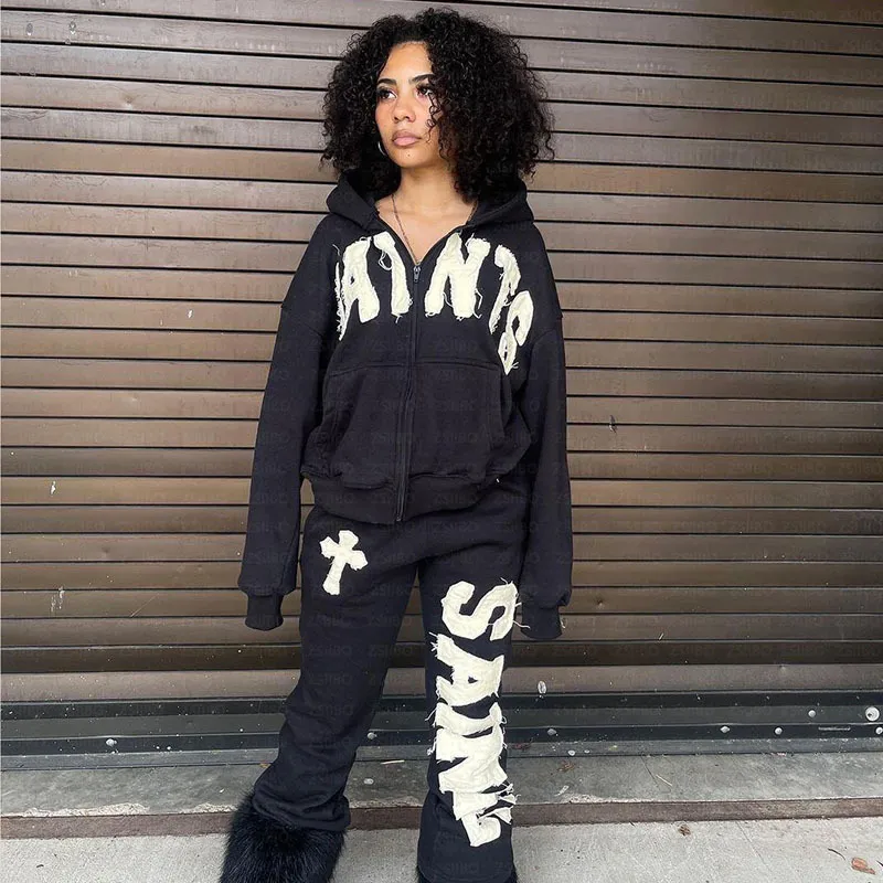 パーカー 00s L.G.B. hoodie pants sweat set up y2k Men's Oversized Y2K Tracksuit Set with Hooded Pullover and