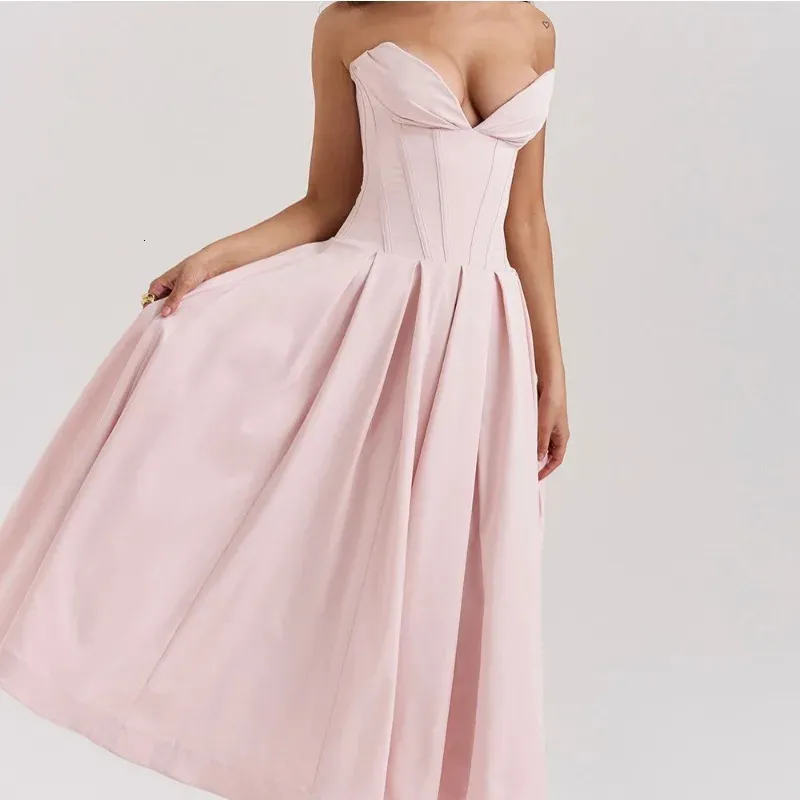 knee length dresses for ladies Lady in Red Strapless Midi Dress  Chic Glam Closet
