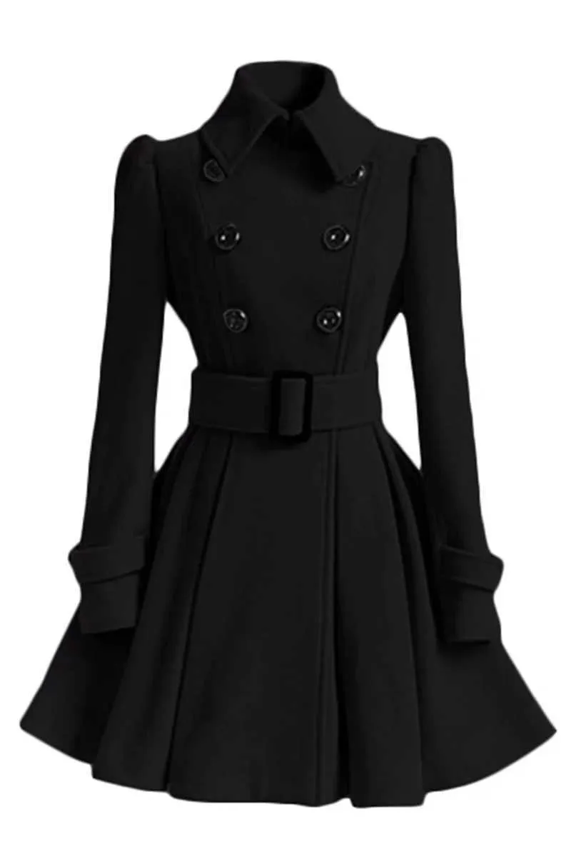 Womens Long Double Breasted Wool Coat Elegant A Line Woolen Dress Coat With  Belt From Tomato_lele, $15.62 | DHgate.Com