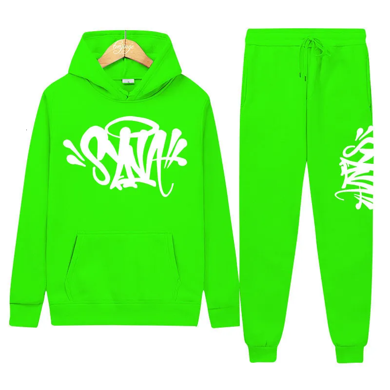 Synaword Synorlds Drill Style Black Hoodie And Trousers Set Trendy 