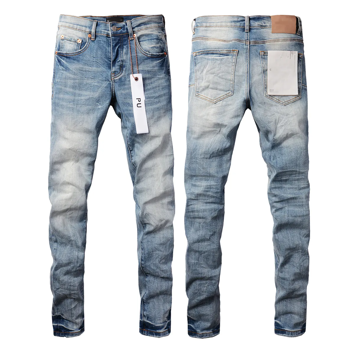Designer Painted Jeans Mens With Orange Star Patch And