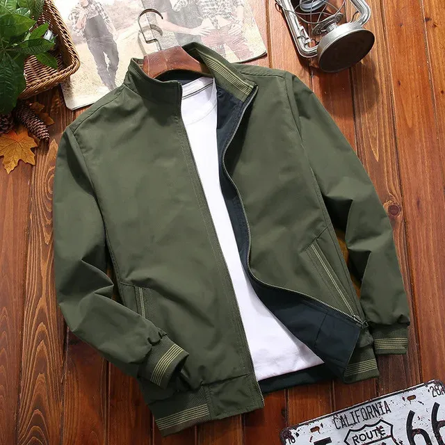 Mens Stand Collar Jacket Reversible Casual Spring/Autumn Jacket