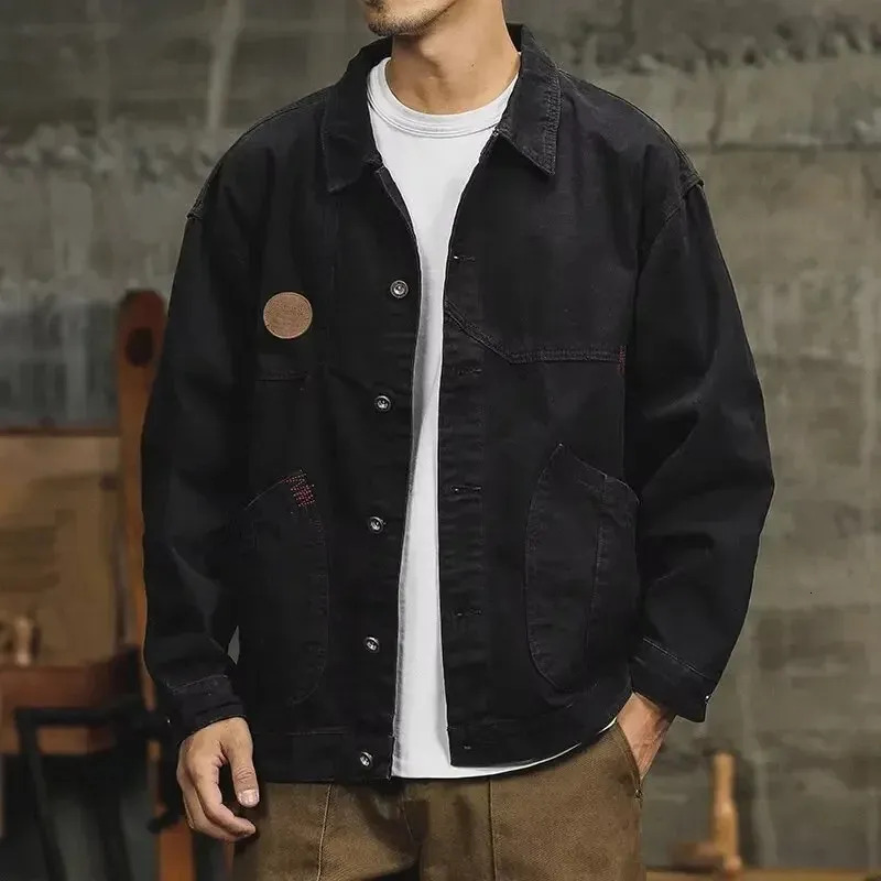 Retro Brown Leather Jacket Style Workwear: Mens Casual Loose Fit