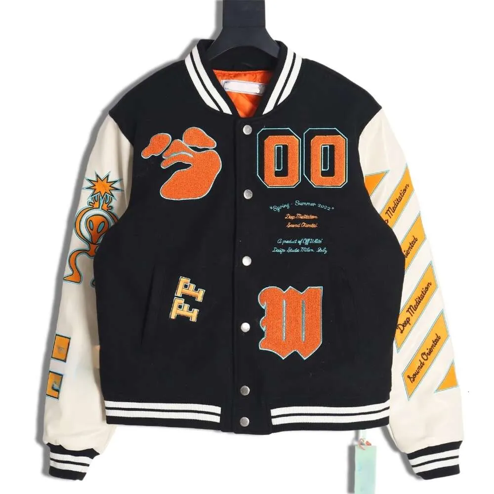 【送料&関税込】Off-White Technical Fabric Jacket OffWhite Designer Mens And Womens Oversized Varsity Jacket