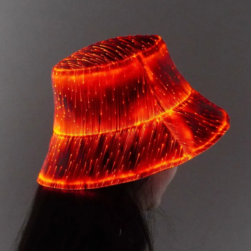 Luminous Fiber Optic Bucket Hat - LED Light Up Knit Hats for Adults ...