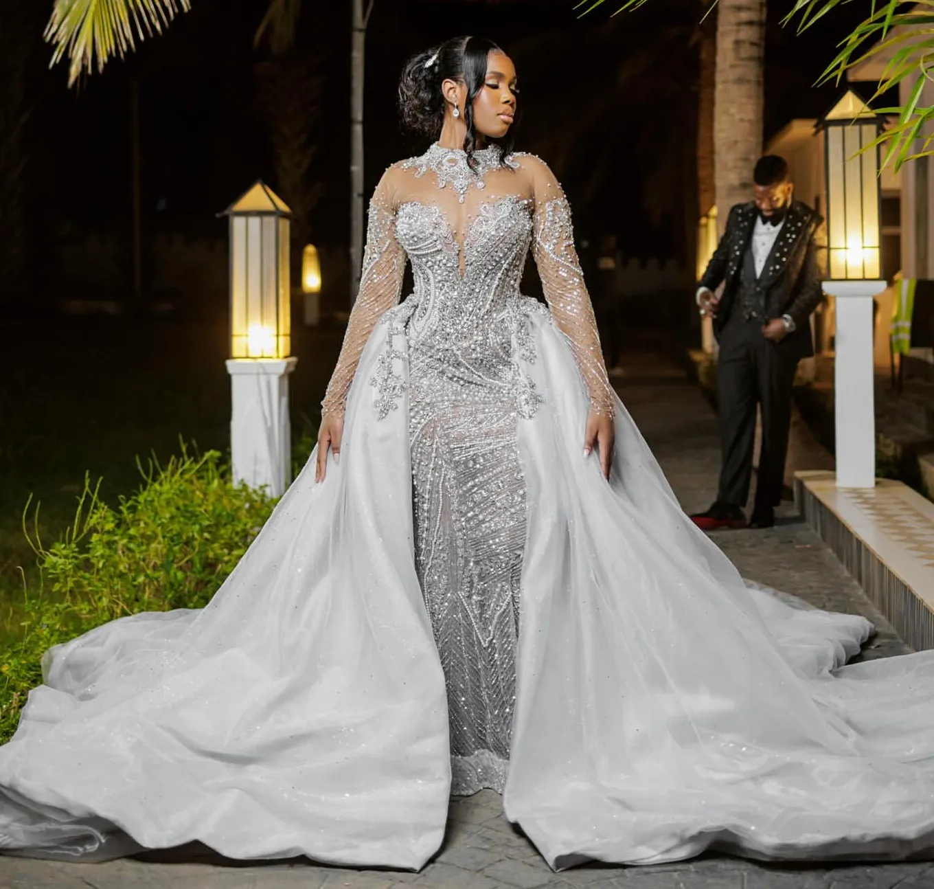 mermaid wedding dress with sleeves plus size GREOENEL Amor Mermaid Wedding Dress Plus Size Lace Appliqued Beach Boho Wedding Gowns Beaded (as1, Numeric, Numeric_2, Regular, Regular) White at Amazon Women's Clothing store