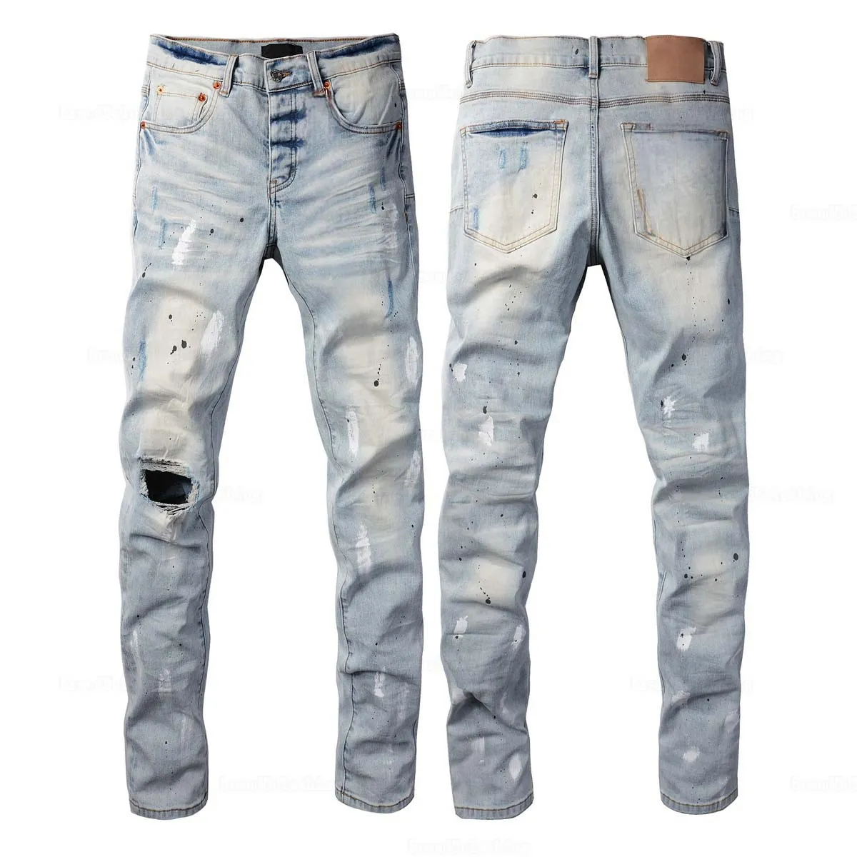 【HI FI FNK】Peer Destroyed Denim Men's Slim Fit Ripped Jeans Regular Fit Denim Pants with
