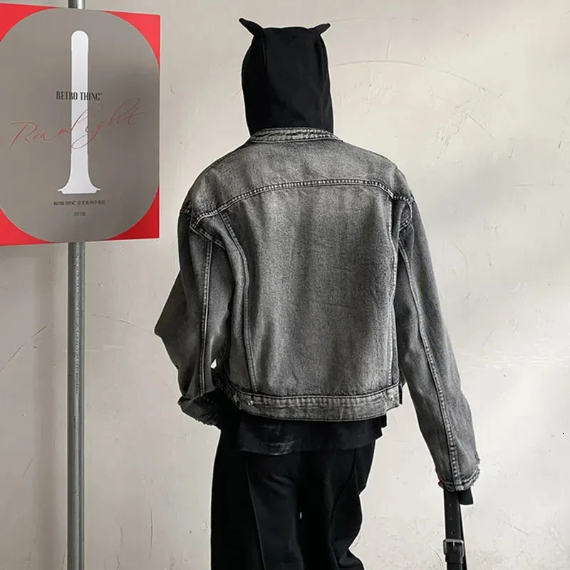 Mens And Womens Retro Denim Jacket Hip Hop Loose Fit Motorcycle