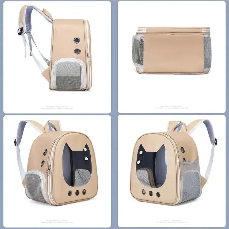 2025 New Pet Supplies PU Portable Travel Outdoor Backpack For Cats Dogs And Transparent Breathable Shoulder Bags_voghion.com