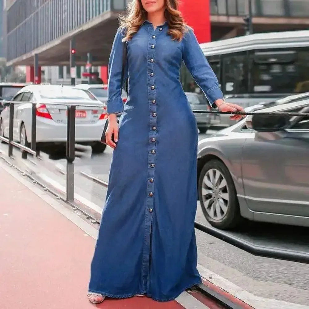 Womens Plus Size Navy Blue Denim Dress With... From Sunshine_girls, $33.45  | DHgate.Com