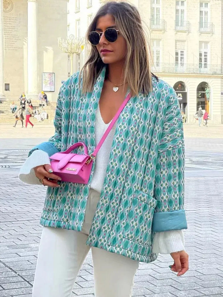 Quilted Ladies Jackets: Autumn Cardigan Coat with Pockets Shop Now!