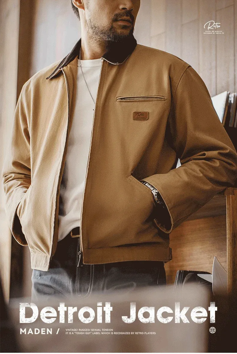 Maden Vintage Canvas Hunting Jacket For Men Heavy Duty Cotton