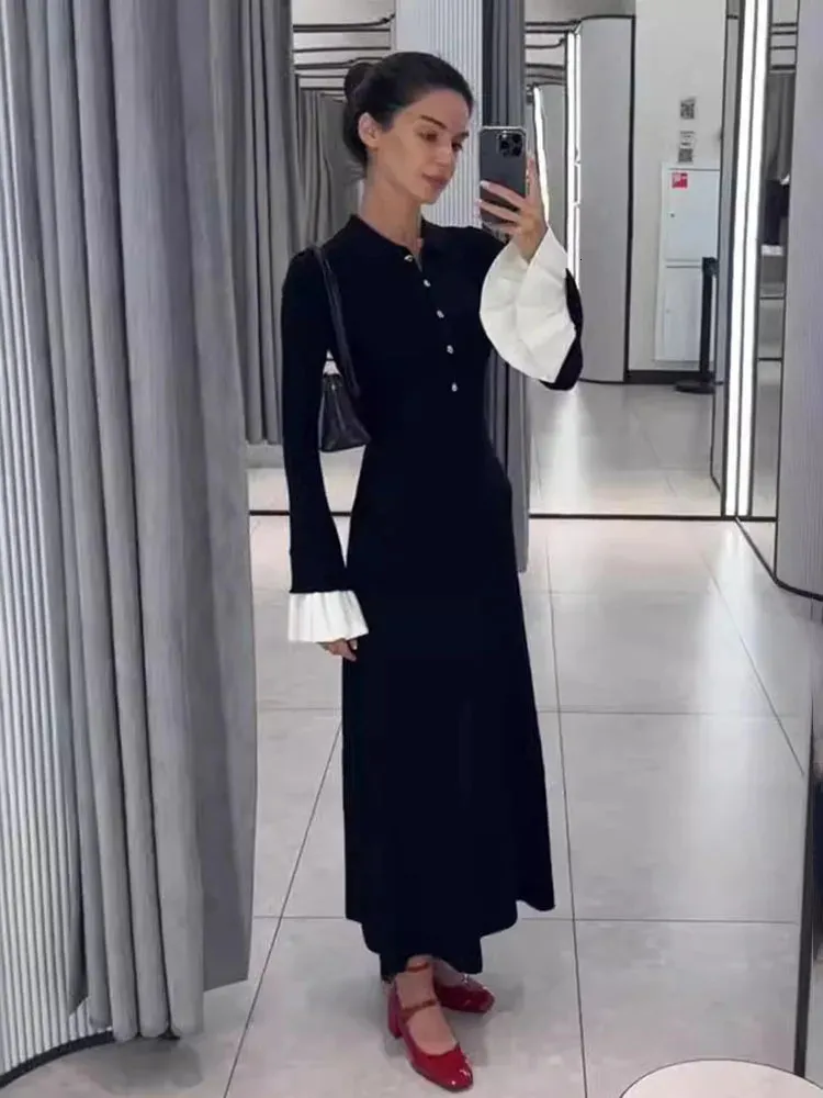 Taruxy Flare Sleeve Splicing Knitted Womens Long... From Sereinstore,  $40.88 | DHgate.Com