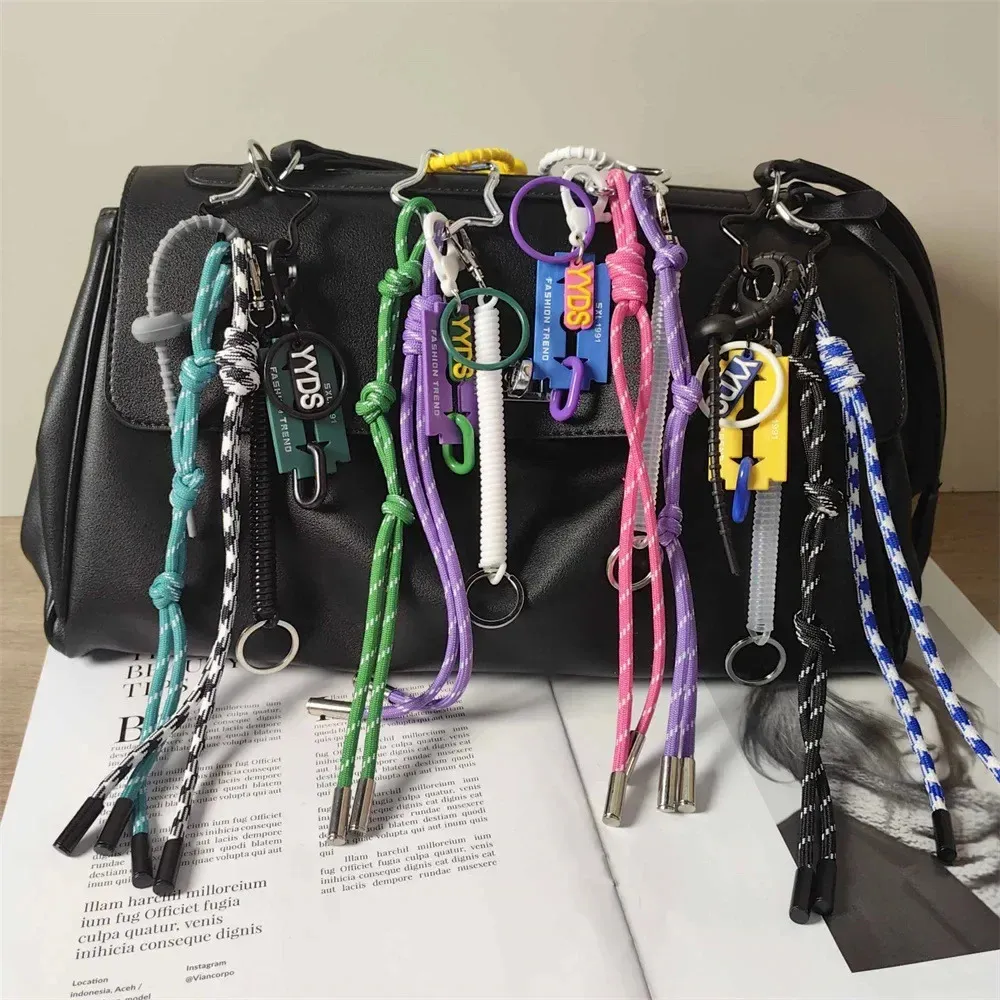 Woken Rope Keychain Creative Trend Colorblock Woven Rope Keychain Durable Bag Pendant For ...