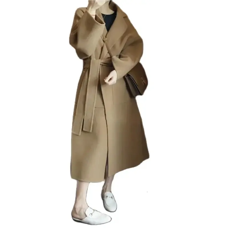 Women's Loose Long Winter Pure Color Wool Coat 3765 Women's Loose Long Winter Pure Color Wool Coat 3765