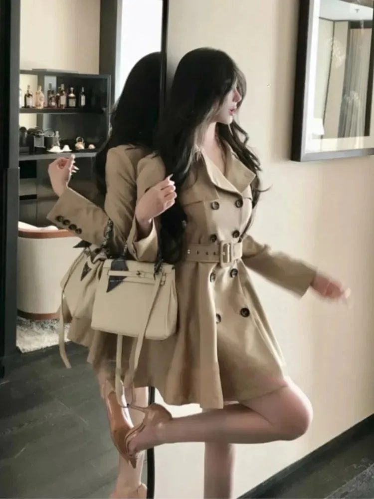 Save Big on Bulk Korean Style Trench Coat Women Womens Spring Trench Coat  Elegant Autumn Short Trench Coat, Double Breasted Mini Dress Coat With  Belt,