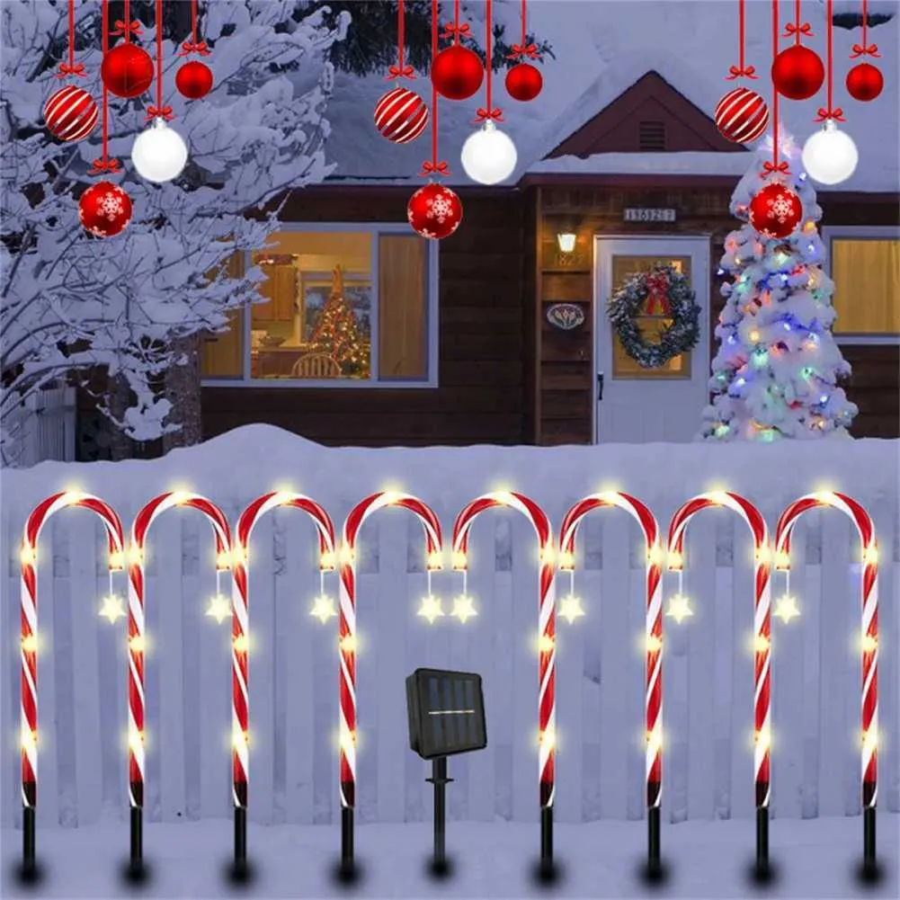 Christmas Candy Cane Pathway Lights - Solar LED, Waterproof Outdoor ...