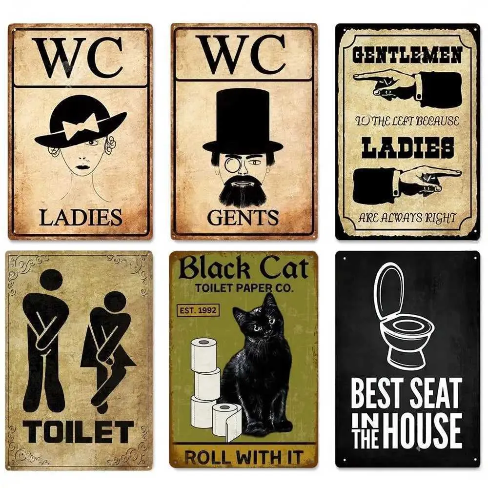 Vintage Toilet Sign Funny Metal Tin Wall Art For... From 
