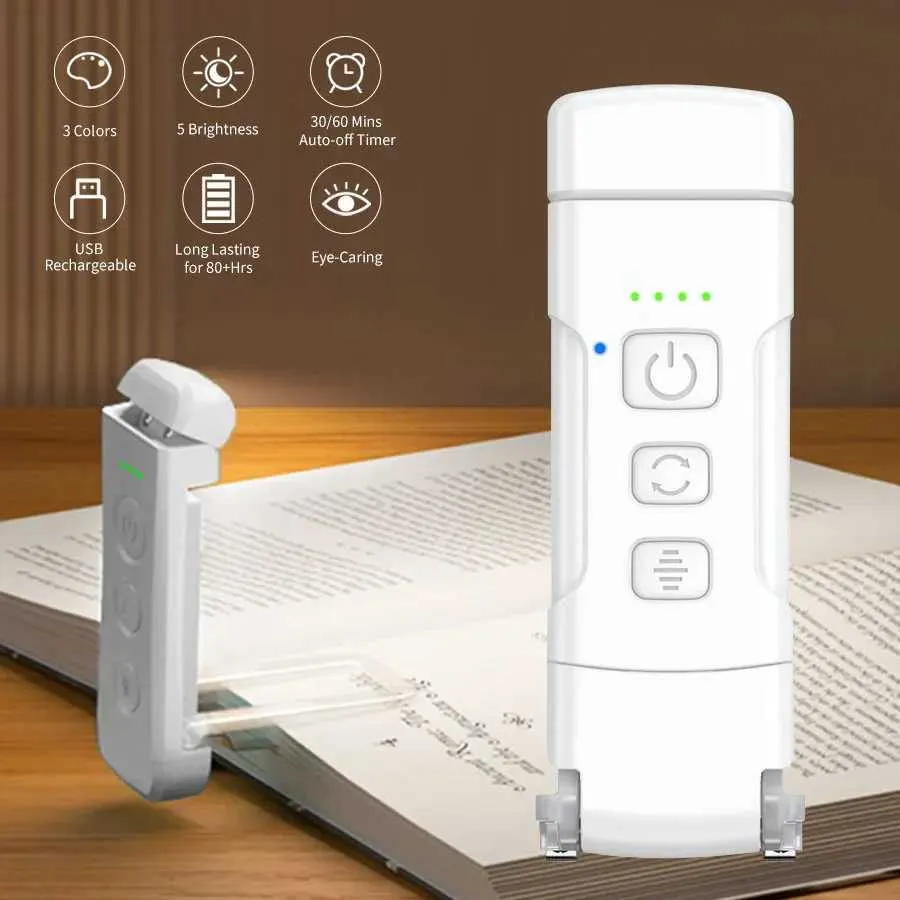 Rechargeable Mini Clip On Book Light With Timer LED Reading Lamp For ...