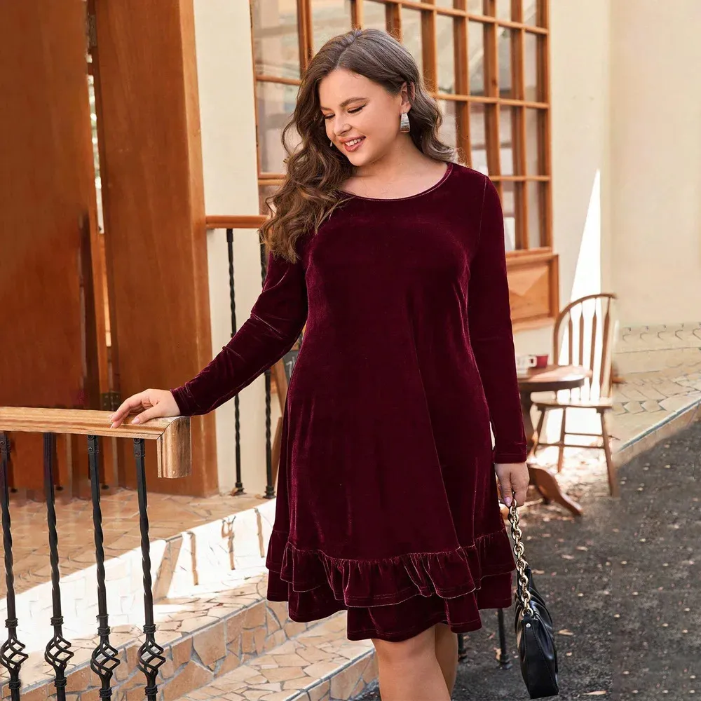 chinese dress ladies Confidence Is Everything Velvet Dress In Dark Pumpkin main image 0