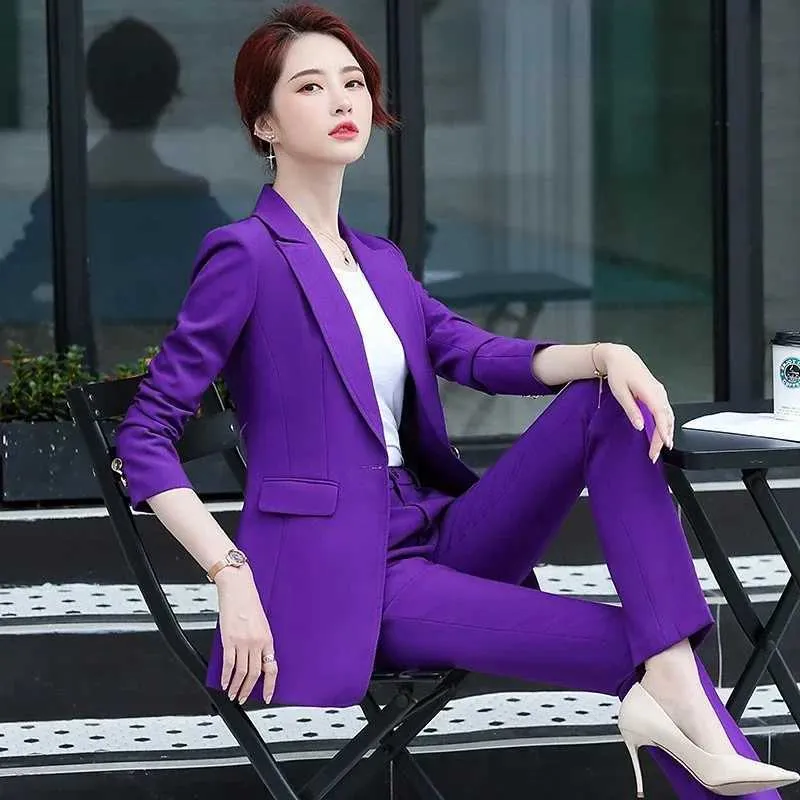Dress Pants Outfit With Purple Jacket Women's Purple Long Jacket