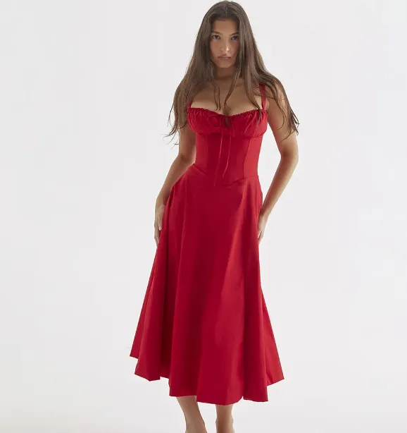 Prom Jcpenney Red Dress House Of Cb Casual Cotton Blend Midi Dress With  Scoop Neck And Back Lace-Up Closure From Dhgate Basic Casual Dresses Price